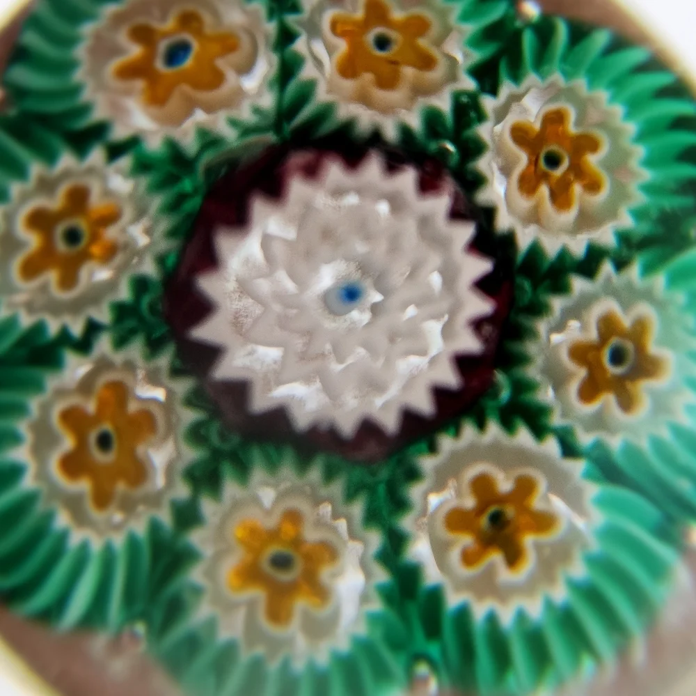 Used Murano Blown Glass Dome Paperweight Millefiori Multicolor Vintage Murano - Picture 5 of 6